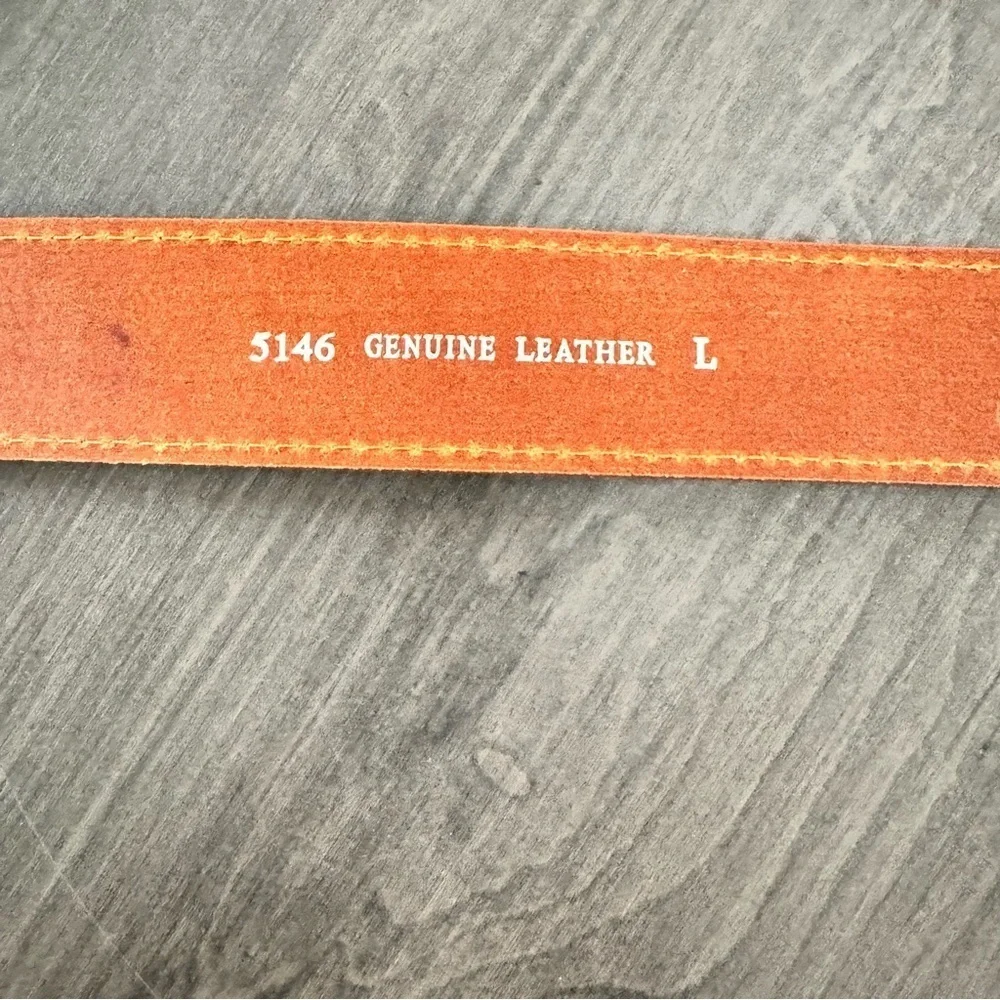 MOST WANTED Leather Wide Western Buckle Tooled Embellished Belt size L NWT